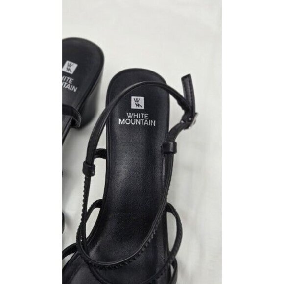 White Mountain EMMOT Faux Leather Block Heel black Sandals size 11 - Picture 3 of 7